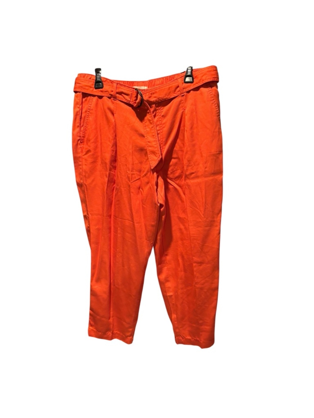 Loft High Rise Tapered Leg Belted Pants in Orange Large Petite NWT